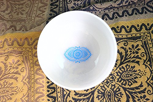 Set of 7 Frosted Quartz Crystal Singing Bowls 8''-12'' CDEFGAB With Chakra Design