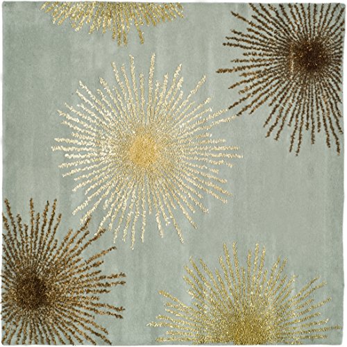 Safavieh Soho Collection SOH712C Handmade Fireworks Light Blue and Multicolored Premium Wool Square Area Rug (6' Square)