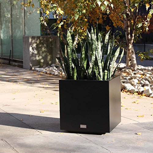 Veradek Metallic Series Galvanized Steel Large Cube Planter, 28-Inch Height by 27-Inch Width by 27-Inch Length, Black (CUVLGB)