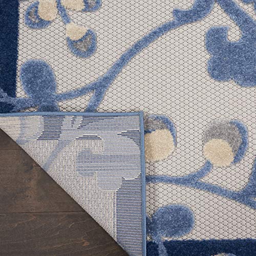 Nourison Aloha Floral Tropical Indoor/Outdoor Blue/Grey 7' x 10' Area Rug, (7' x 10')