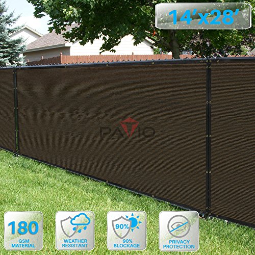 Patio Fence Privacy Screen 14' x 28', Pergola Shade Cover Canopy Sun Block, Heavy Duty Fence Privacy Netting, Commercial Grade Privacy Fencing, 180 GSM, 90% Privacy Blockage (Brown)