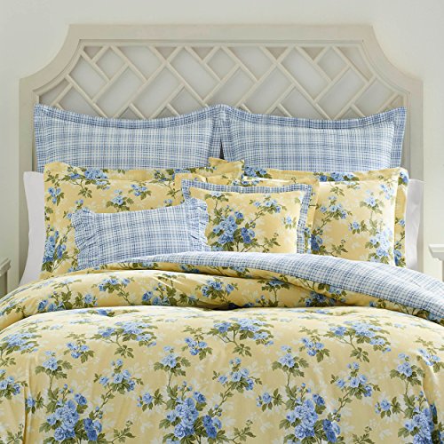 Laura Ashley Home | Cassidy Collection | 5pc Luxury Ultra Comforter, All Season Premium Bedding Set, Stylish Delicate Design for Home Décor, Twin, Soft Yellow