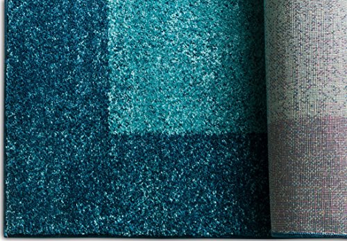 HomeWay D_cor Blue 7'10'' x 10'6" Mid-Century Modern Shaded Pattern Soft Rug Modern Velvety Bright Soft Area Rug
