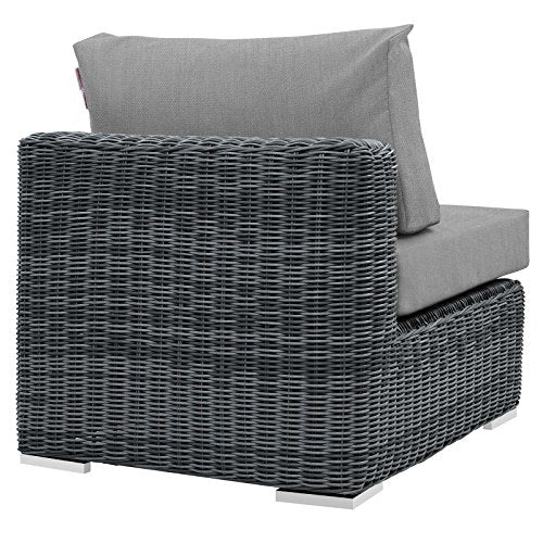 Modway EEI-1868-GRY-GRY Summon Wicker Rattan Outdoor Patio Sunbrella Fabric, Armless Chair, Canvas Gray