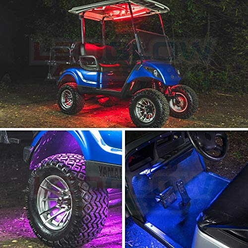LEDGlow 12pc Million Color LED Golf Cart Underglow Accent Neon Lighting Kit w/ Canopy for EZGO Yamaha Club Car