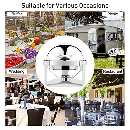 2 Packs 6 Quart Chafing Dish 180 Degree Roll Top Chafer Dishes Buffet Set for Heat Preservation Stainless Steel Round Chafing