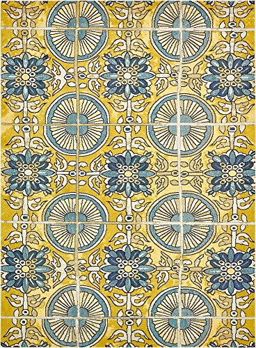 Unique Loom Estrella Collection Vibrant Abstract Gold Area Rug (9' 0 x 12' 0)