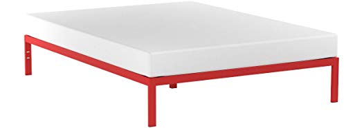 Zinus Mia Modern Studio 14 Inch Platform 1500 Metal Bed Frame / Mattress Foundation / No Box Spring Needed / Wooden Slat Support / Good Design Award Winner / Red, Queen