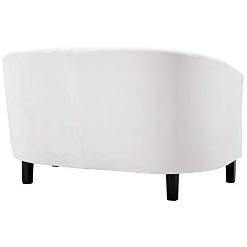 Modway Prospect Channel Tufted Upholstered Velvet Loveseat, White