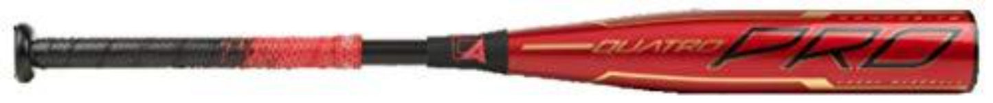 Rawlings 2020 Quatro Pro USSSA Baseball Bat, 27 inch (-10), red, gold, black (UTZQ10-27/17)