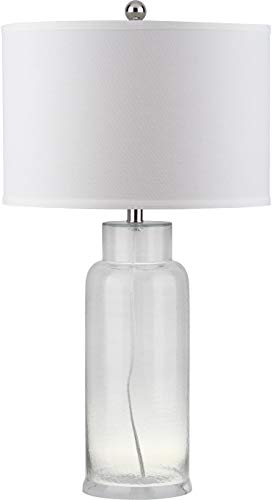 Safavieh Lighting Collection Bottle Glass Clear 30-inch Bedroom Living Room Home Office Desk Nightstand Table Lamp (Set of 2) - LED Bulbs Included