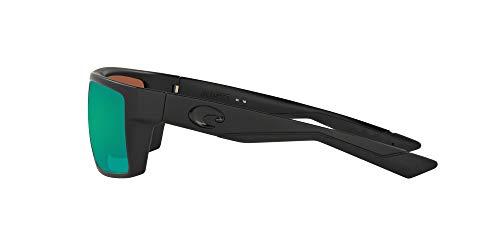 Costa Del Mar Men's Motu Polarized Rectangular Sunglasses, Blackout/Green Mirrored Polarized-580G, 58 mm