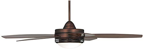 60in Casa Province Modern Outdoor Ceiling Fan with Light LED Remote Control Oil Brushed Bronze Reversible Dark Walnut