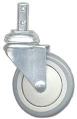 12PK - 4" Laundry Cart Caster Wheel, Round Post For R&B Wire C87, RB87G, CSTR87G