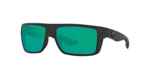 Costa Del Mar Men's Motu Polarized Rectangular Sunglasses, Blackout/Green Mirrored Polarized-580G, 58 mm