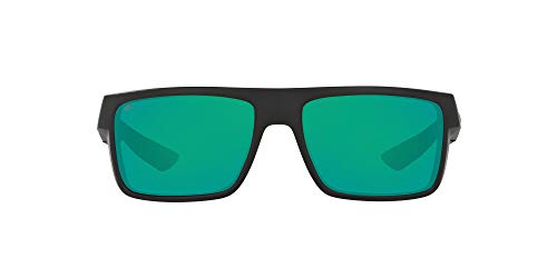 Costa Del Mar Men's Motu Polarized Rectangular Sunglasses, Blackout/Green Mirrored Polarized-580G, 58 mm