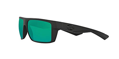 Costa Del Mar Men's Motu Polarized Rectangular Sunglasses, Blackout/Green Mirrored Polarized-580G, 58 mm