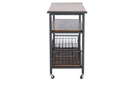 Baxton Studio Lancashire Wood and Metal Kitchen Cart, Brown