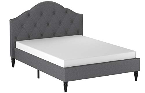 Classic Brands Winterhaven Upholstered Platform Bed | Headboard and Metal Frame with Wood Slat Support, Full, Grey