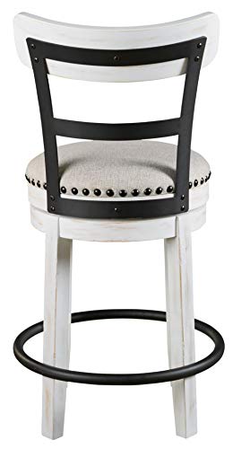 Signature Design by Ashley Valebeck 24" Modern Swivel Counter Height Barstool, Whitewash