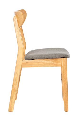 Safavieh Home Lucca Retro Natural and Grey Cushion Dining Chair, Set of 2