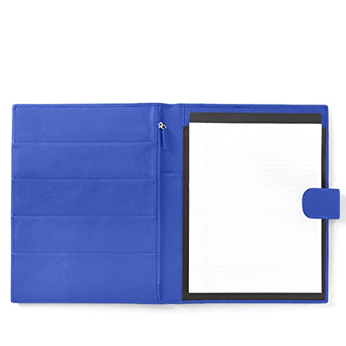 Leatherology Electric Blue Portfolio A4 Organizer with Tablet Pocket, Magnetic Closure, Full Grain Leather