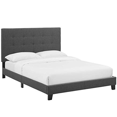 Modway Melanie Tufted Fabric Upholstered Full Platform Bed in Gray