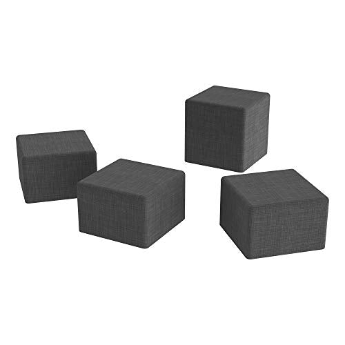 Learniture Gray Crosshatch Shapes Series II Structured Vinyl Soft Seating with Durable Frame-Square Stool 18" H Height