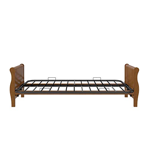 DHP Futon Wood Arms and Side Storage Mattress Sold Separately, Walnut Frame