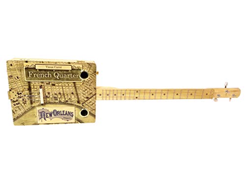 "French Quarter" 3-string Acoustic-Electric Cigar Box Guitar - Fun to Play, Made in the USA!