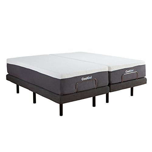 Classic Brands Adjustable Comfort Bed Base with 12" Cool Gel Memory Foam Mattress Set, Split King