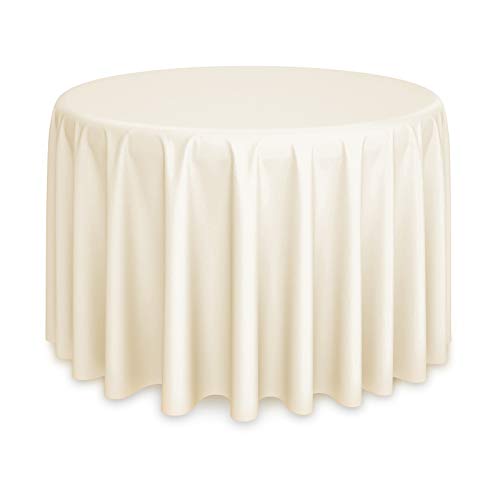Lann's Linens - 20 Premium 132" Round Tablecloths for Wedding/Banquet/Restaurant - Polyester Fabric Table Cloths - Ivory