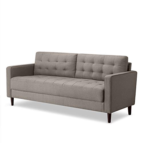 Zinus Benton Mid-Century Upholstered 76 Inch Sofa / Living Room Couch, Stone Grey Weave