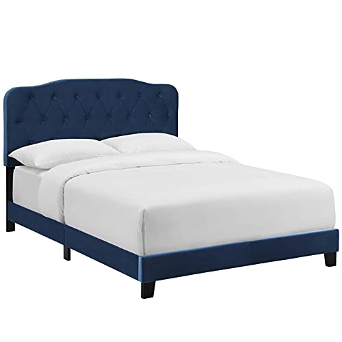 Modway Amelia Tufted Performance Velvet Upholstered King Bed in Navy