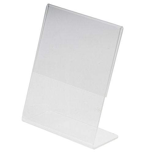 Clear-Ad - LHA-45 - Acrylic Slanted Sign Holder 4 x 5 - Plexiglass Table Menu Card Display Stand - Plastic Picture Frame Wholesale (Pack of 100)