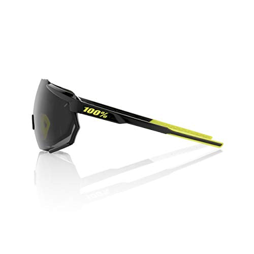 100% Racetrap Sport Performance Sunglasses - Sport and Cycling Eyewear (Gloss Black - Smoke Lens)