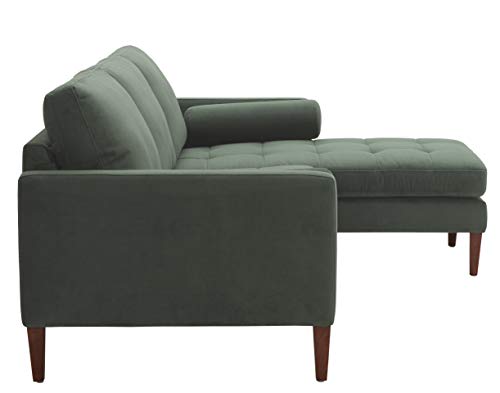 Amazon Brand – Rivet Aiden Mid-Century Modern Velvet Reversible Sectional Sofa (86") - Hunter Green