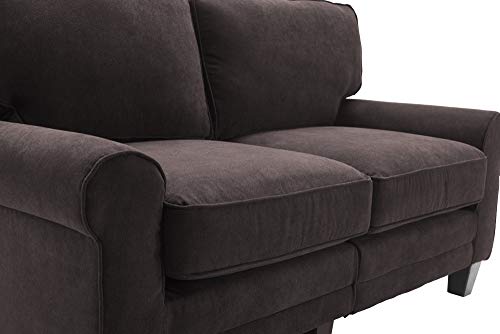 Serta Copenhagen Sofa Couch for Two People, Pillowed Back Cushions and Rounded Arms, Durable Modern Upholstered Fabric, 61" Loveseat, Dark Brown