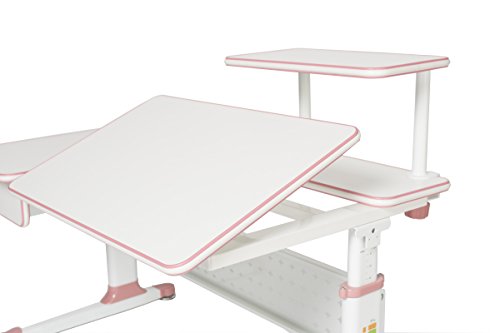 ApexDesk Little Soleil DX 43" W Children's Height Adjustable Study Desk w/Integrated Shelf & Drawer (Pink Desk Only)