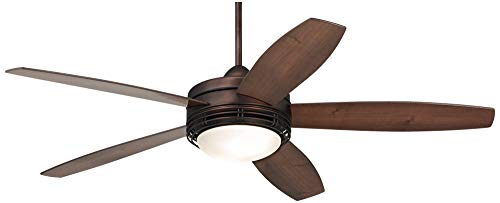 60in Casa Province Modern Outdoor Ceiling Fan with Light LED Remote Control Oil Brushed Bronze Reversible Dark Walnut
