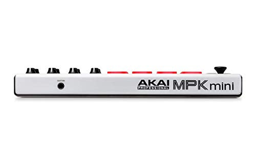 Akai Professional MPK Mini MKII White | 25-Key Ultra-Portable USB MIDI Drum Pad, VIP Software Download Included - Limited Edition