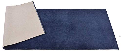 Custom Size Runner Rug Solid Color Roll Runner 26 Inch Wide x Your Length Size Choice Slip Skid Resistant Rubber Back 3 Color Options Euro Collection (Royal Navy Blue, 20 ft x 26 in)