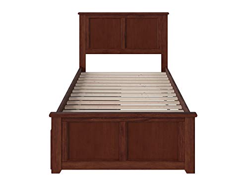 Atlantic Furniture Madison Platform Matching Foot Board and 2 Urban Bed Drawers, Twin XL, Walnut