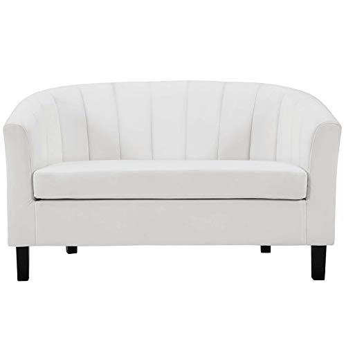 Modway Prospect Channel Tufted Upholstered Velvet Loveseat, White