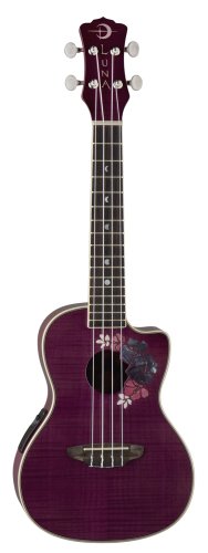 Luna Flora Series Floral Flamed Maple Concert Ukulele