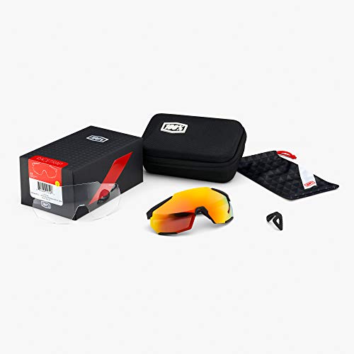 100% Racetrap Sport Performance Sunglasses - Sport and Cycling Eyewear (Gloss Black - Smoke Lens)