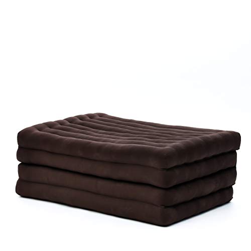 LEEWADEE Trifold Mattress Standard – Comfortable Thai Massage Pad, Foldable Floor Mattress Filled with Eco-Friendly Kapok, Perfect to Use as a Sleeping Mat 79 x 28 inches, Brown