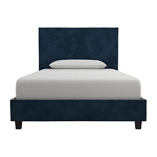 DHP Carley Upholstered Bed, Twin, Blue Velvet