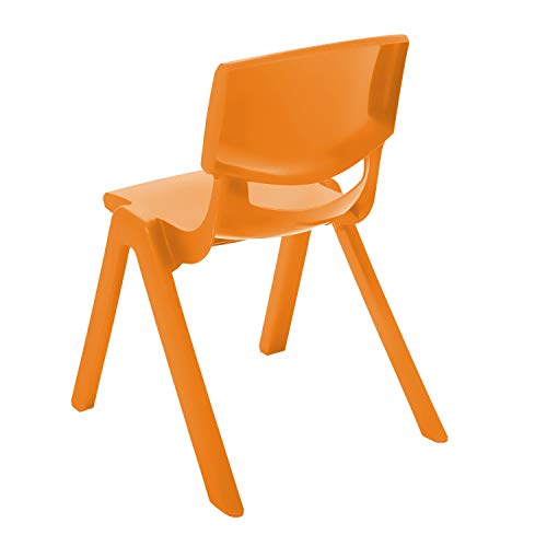 ECR4Kids School Stack Resin Chair, Indoor/Outdoor Plastic Stacking Chairs for Kids, 14 inch Seat Height, Orange (6-Pack)