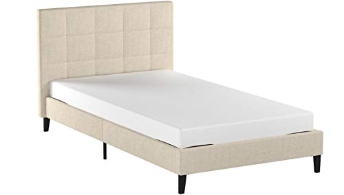 Modway Linnea Upholstered Beige Twin Platform Bed with Wood Slat Support